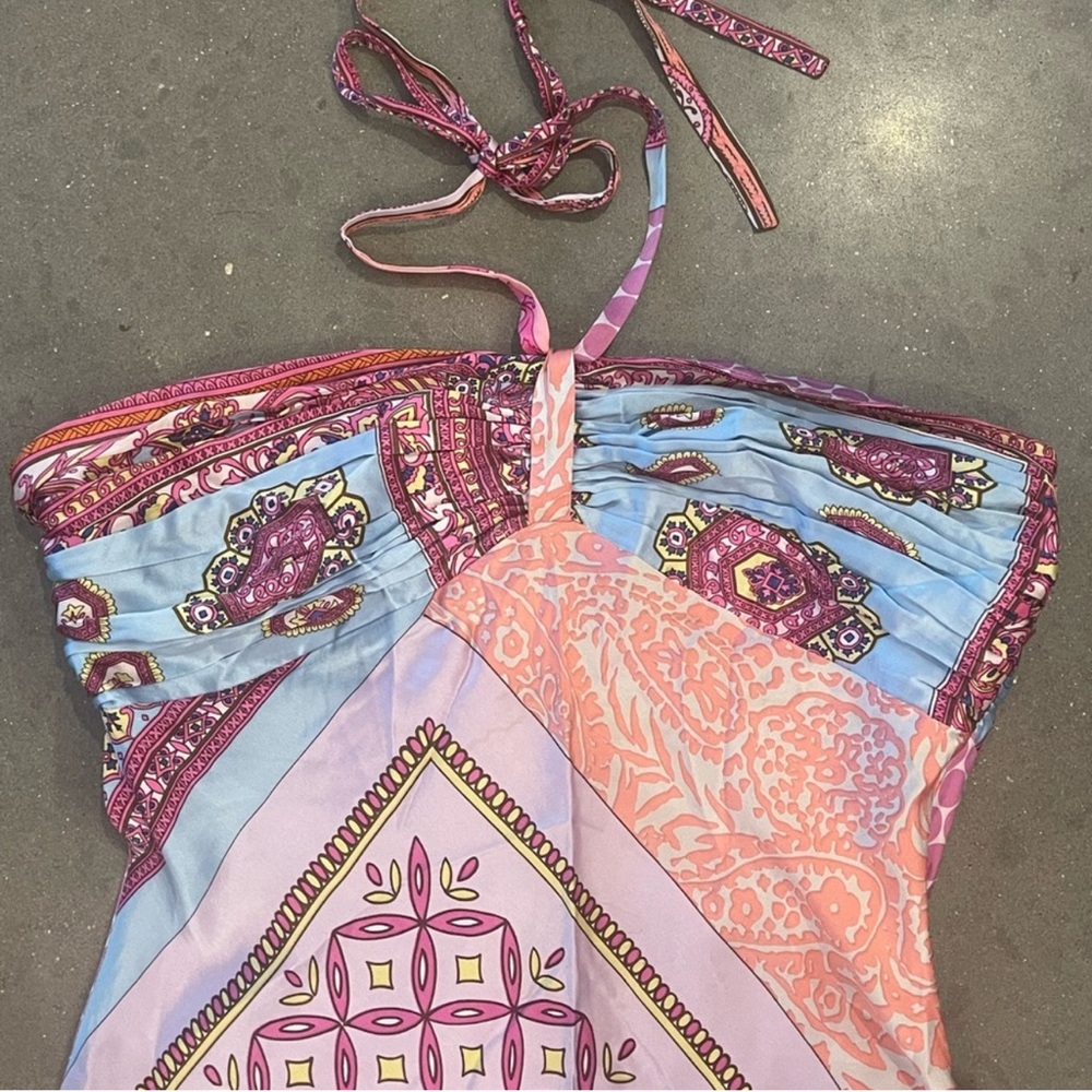 Alice & Trixie Pinky Purple Patterned Silk Dress - Picture 2 of 5
